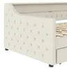 Beige Leinen Daybett mit LED-Beleuchtung und hydraulischem Produktbild-Vorschau 11