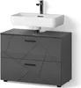 A modern bathroom vanity with a sink and faucet against a white background. Anteprima dell’immagine prodotto