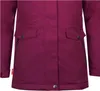 A close-up view of the front of a plum-colored jacket, showing the pockets and zipper details. Produktbild-Vorschau