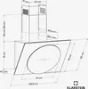 A technical drawing with dimensions of a kitchen hood. Produktbild-Vorschau