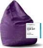 A purple beanbag chair is shown against a white background, with a promotional badge on the right side. Produktbild-Vorschau