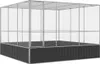 A large, empty aviary or enclosure made of metal frame and mesh, with a solid dark base. Náhled obrázku produktu