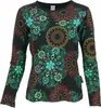 Besticktes Langarmshirt Hippie Chic Retro - Schwarz/grün, Produktbild-Vorschau 1