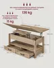 A diagram of a lift-top coffee table with dimensions and weight capacity indicated. Produktbild-Vorschau