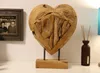 BURI Teak Herz Skulptur auf Ständer massiv - 30 cm Tisch Produktbild-Vorschau 4