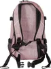 The back of a pink backpack with black straps and trim. Produktbild-Vorschau