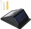 A solar-powered wall light with motion sensor, along with mounting hardware, is displayed against a white background. Voir les images du produit