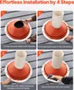 The image shows four steps for installing a pipe boot on a metal roof. Podgląd zdjęcia produktu