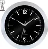 A close-up view of a modern, radio-controlled wall clock with a black face and silver frame. Anteprima dell’immagine prodotto