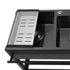 A close-up view of a black double kitchen sink with a stainless steel colander insert. Produktbild-Vorschau