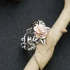 Vintage-Fingerring für Damen, zweifarbig, Blumenband, Produktbild-Vorschau 4