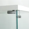 A close-up view of a glass cabinet hinge and shelf support. Podgląd zdjęcia produktu
