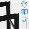 Close-up of black metal frame with screws, accompanied by icons indicating ease of assembly, instructions, and a hex wrench. Podgląd zdjęcia produktu