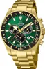 A close-up studio shot of a gold-colored Jaguar chronograph watch with a green dial. Produktbild-Vorschau