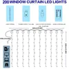 Diagram showing the dimensions and components of LED curtain lights. Produktbild-Vorschau