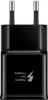 A black Samsung fast charger adapter with two prongs for a European outlet. Produktbild-Vorschau