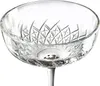 A clear, close-up shot of a crystal champagne coupe glass with intricate etched patterns on the bowl. Produktbild-Vorschau
