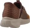 A rear view of a brown SKECHERS SLIP-INS SLADE - ZACHARY shoe against a white background. Voir les images du produit