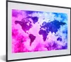 MuchoWow® MuchoWow® Gerahmtes Poster Weltkarte - Rosa - Produktbild-Vorschau 1