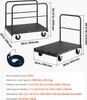 Two views of a black flatbed cart with dimensions and specifications shown. Anteprima dell’immagine prodotto
