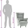 A diagram showing the dimensions of a chair next to a silhouette of a person. Náhľad obrázku produktu