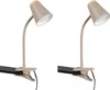 2er SET LED Klemmlampen Beige mit Holzoptik, Leselampen Produktbild-Vorschau 2