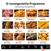 A collage of food items with German text describing cooking programs. Produktbild-Vorschau