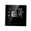 A digital thermostat with a black screen displaying temperature and time. Produktbild-Vorschau