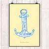 Mr. & Mrs. Panda Bild Anker Blau DIN A3 - Gelb Pastell - Produktbild-Vorschau 2
