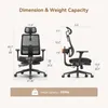 A diagram showing the dimensions and weight capacity of an office chair. Produktbild-Vorschau