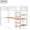 A diagram of a loft bed with a desk and shelves, showing various dimensions in centimeters. Náhľad obrázku produktu