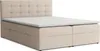 A beige boxspring bed with a headboard and storage drawers, shown from a side-angle against a white background. Voir les images du produit