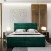 A luxurious bedroom with a green upholstered bed as the focal point. Produktbild-Vorschau