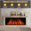 A modern electric fireplace with a simulated flame effect, displayed above a hearth and mantelpiece with decorative items. Náhľad obrázku produktu