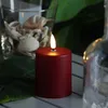 LED Mini Kerze/Grabkerze - H: 10cm/D: 6,1cm - Timer/Sensor - für Innen/Außen - bis 1200h - rot Produktbild-Vorschau
