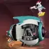 A toy spaceship with a character on top, set against a dark background. Anteprima dell’immagine prodotto