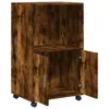A rolling cabinet with a wood grain finish and two doors, one of which is open. Náhled obrázku produktu