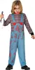 A child wearing a Chucky costume, holding a knife. Anteprima dell’immagine prodotto