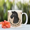 Kaffeebecher mit schwarzes Pferd Motiv und Spruch: Wer Produktbild-Vorschau 3