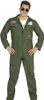 A man wearing a green pilot costume with sunglasses and patches on the chest. Produktbild-Vorschau
