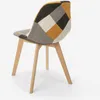 Patchwork chaise en bois et tissu pour cuisine bar Voir les images du produit 3