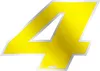Autocollant numéro de course pour moto "4" jaune 27 x 37 mm Voir les images du produit 1