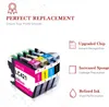 A set of printer ink cartridges with marketing text highlighting features. Produktbild-Vorschau