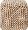 HOMESCAPES Gestrickter Sitzwürfel 100% Baumwolle, cremeweiß Produktbild-Vorschau 1