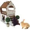 Jungengel Kaninchenhaus XL 2 Etagen Treppe Indoor Creme Produktbild-Vorschau 2