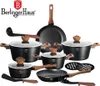 A collection of Berlinger Haus cookware set with wooden handles and lids, displayed on a white background. Anteprima dell’immagine prodotto