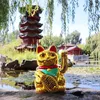 Glückskatze - Maneki-neko - Winkekatze - 18 cm - gold Produktbild-Vorschau 7