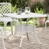 vidaXL Tavolo da giardino bianco 80x80x75 cm in fusione di Anteprima dell’immagine prodotto 2
