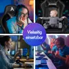 A collage of four images showing different people using a gaming chair, with a central overlay text. Produktbild-Vorschau