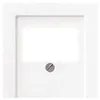 A close-up view of a white electrical outlet cover with a single screw in the center. Produktbild-Vorschau